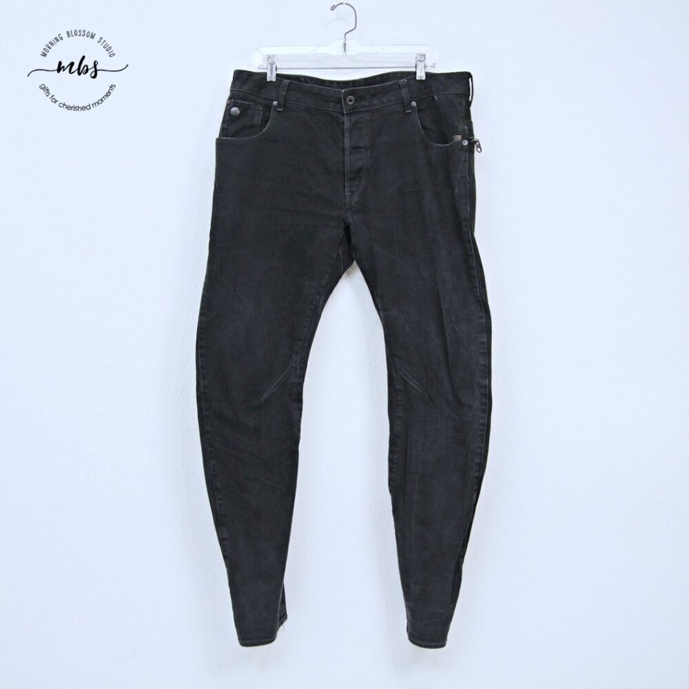 G-Star Raw Arc Zip‎ 3D Slim Button Fly Black Wash Jeans Men 38x34